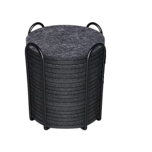 Set de 18 coastere cu suport de metal Hoomil, pasla, gri, 10 cm - Img 8