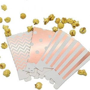 Set de 18 cutii pentru popcorn CHUANGOU, carton, alb/roz, 7 x 11.5 x 5 cm