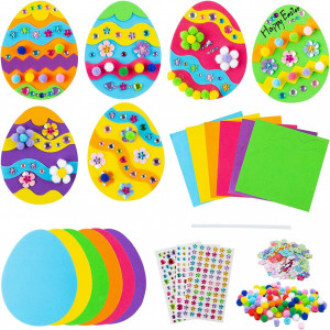 Set de 18 oua cu accesorii pentru decorat BeYumi, spuma EVA/hartie, multicolor
