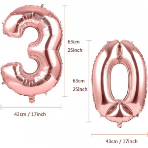 Set de 2 baloane pentru aniversare 30 ani Gwhole, folie, rose, 43 x 63 cm - Img 2