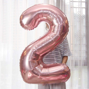 Set de 2 baloane Zooting, cifra 21, folie, rose, 101 cm - Img 5