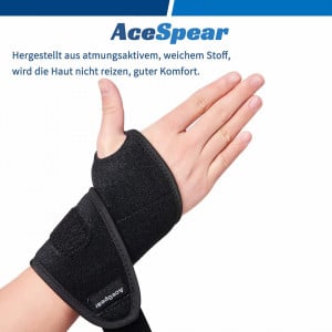 Set de 2 bandaje pentru incheietura mainii AceSpear, textil, ajustabil, negru - Img 5