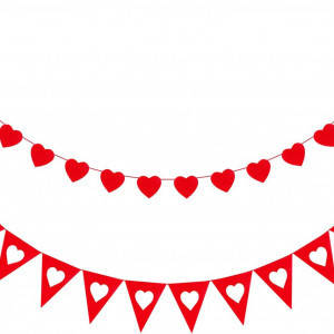 Set de 2 bannere cu inimi pentru Valentine's Day Qpout, rosu, pasla