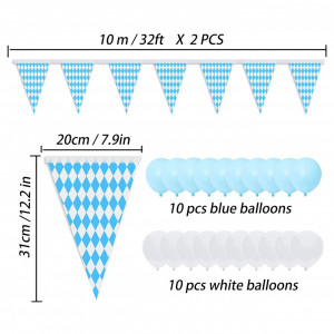 Set de 2 bannere cu steaguri si 20 baloane GotGala, poliester/latex, albastru/alb, 10 m - Img 7