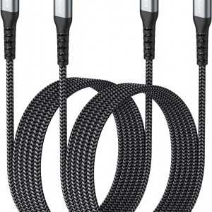 Set de 2 cabluri USB tip C 2.0 SUNGUY, 20V/ 3A, negru/gri, 2 m - Img 1