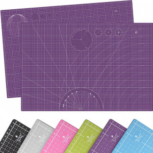 Set de 2 covorase cu ghidaje de taiere pentru bricolaj Quijote Paper World, purpuriu, PVC, 60 X 90 cm - Img 1