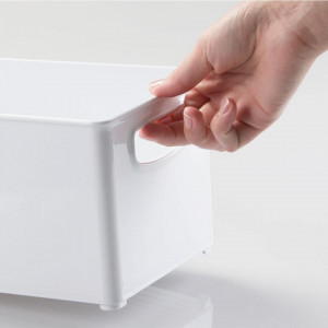 Set de 2 cutii de depozitare mDesign, plastic, alb, 25,4 x 15,2 x 12,7 cm - Img 7