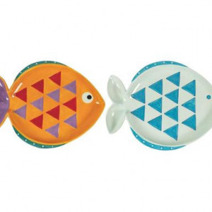 Set de 2 farfurii Caraibe, ceramica, multicolor, 21,9 x 16,2 x 2,4 cm