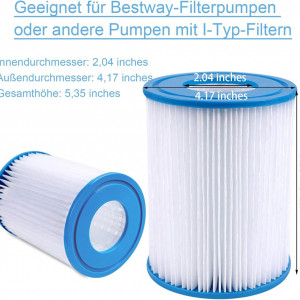 Set de 2 filtre pentru piscina YUNSTK, ABS, alb/albastru, 15,5 x 5,1 cm - Img 5