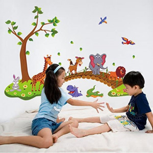 Set de 2 foi cu autocolante pentru copii Kibi, multicolor, animale, vinil, 86 x 135 cm - Img 5