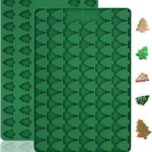 Set de 2 forme Honnesserry pentru bomboanele de Craciun, silicon, verde,  29.5x19.5x1.3cm