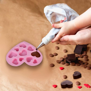 Set de 2 forme pentru ciocolata si 2 pensule Cresbel, silicon, roz/violet/negru, 18 x 15 x 2 cm - Img 3