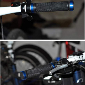 Set de 2 mansoane ergonomice pentru bicicleta CYchen, cauciuc/aluminiu, negru/albastru, 13 x 3,4 cm - Img 3