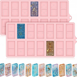 Set de 2 matrite pentru piese domino Mnixy, silicon, roz, 19 x 9,3 cm