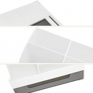 Set de 2 organizatoare de birou JinPhon, PVC, alb, 16 x 11.5 x 10.7 cm - Img 6