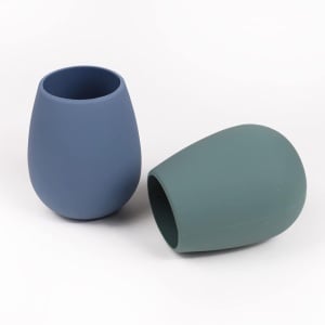 Set de 2 pahare pentru copii Weeme, silicon, albastru/verde, 3,5 x 9,5 cm