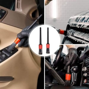 Set de 2 perii pentru detailing auto Gnaumore, plastic, negru/rosu, 20/22,5 cm