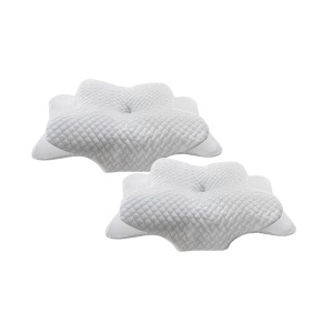 Set de 2 perne ortopedice pentru gat Karll, spuma cu memorie/fibre de bambus, alb, 40 x 60 x 12-14 cm