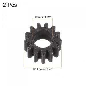 Set de 2 pinioane Sourcing Map, fonta, negru, 11,6 x 6,75 mm