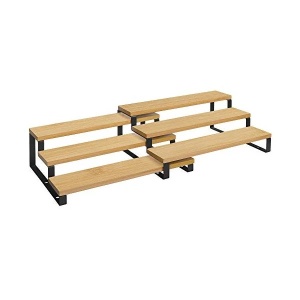 Set de 2 rafturi pentru condimente Songmics, bambus/metal, negru/natur, 32 x 24.5 x 11.2 cm