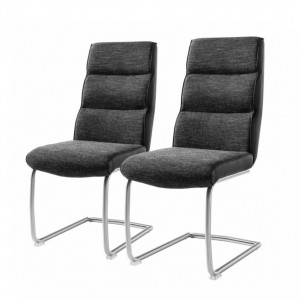 Set de 2 scaune Abenra otel/material textil, negru, 46 x 101 x 64 cm - Img 1