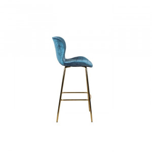 Set de 2 scaune de bar Lily din catifea, albastru - Img 5