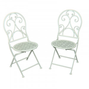 Set de 2 scaune de gradina Goddard, metal, alb, 93 x 40 x 40 cm