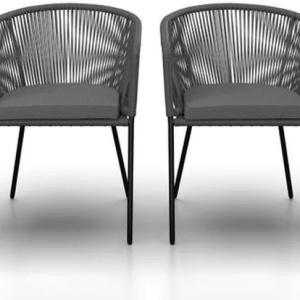 Set de 2 scaune de grădină Victor NEGRU metal/textil - Img 1