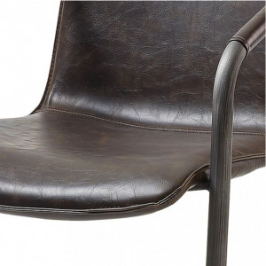 Set de 2 scaune Herne piele sintetica/otel pulverizat, maro, 53 x 77 x 60 cm - Img 5