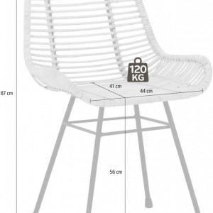 Set de 2 scaune Jucita, metal/ ratan, natur/negru, 45x48x87 cm - Img 5