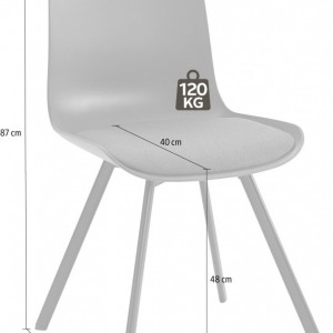 Set de 2 scaune Lucky, tesatura/metal, albastru petrol/negru, 48x40x43 cm - Img 2