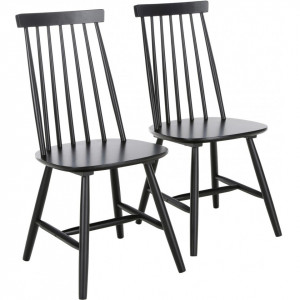 Set de 2 scaune Milas, lemn masiv, negru, 52 x 93 x 45 cm