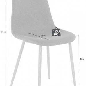 Set de 2 scaune Miller, tesatura/metal/decor stejar, maro antichizat, 44x52x87 cm - Img 2