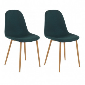 Set de 2 scaune Miller, tesatura/metal/decor stejar, verde inchis, 44x52x87 cm - Img 1