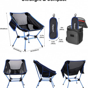 Set de 2 scaune pliabile pentru camping FBSPORT, nailon/aluminiul, albastru/negru/gri, 65 x 52 cm , maxim 150 kg - Img 7