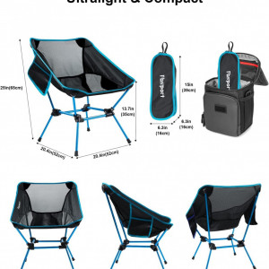 Set de 2 scaune pliabile pentru camping FBSPORT, nailon/aluminiul, albastru deschis/negru/gri, 65 x 52 cm , maxim 150 kg - Img 7
