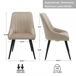 Set de 2 scaune tapitate Chipman, catifea/metal, kaki/negru, 91 cm Î X 53 cm L X 57 cm A