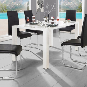 Set de 2 scaune tapitate Josy piele sintetica/metal, negru/argintiu, 42 x 44 x 103 cm - Img 6