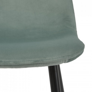 Set de 2 scaune tapitate Karla, metal/catifea, negru/verde salvie, 44 x 87 x 53 cm - Img 3