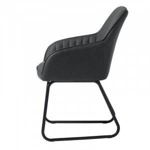 Set de 2 scaune tapitate Lisa, gri inchis/negru, 84 x 57,5 x 59 cm - Img 3