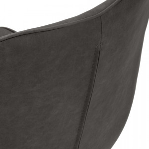 Set de 2 scaune tapitate Louis, piele sintetica/metal, negru, 44 x 58 x 82 cm - Img 2