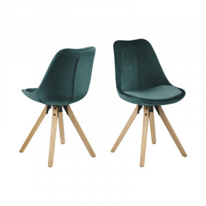 Set de 2 scaune tapitate Mirabella, natur/verde, 85 x 48,5 x 55 cm - Img 1