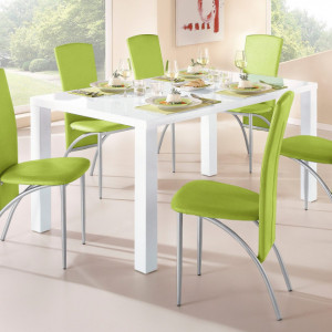 Set de 2 scaune tapitate Nicole - piele sintetica - verde/metal - Img 4