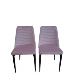 Set de 2 scaune tapitate Otto, catifea/ lemn, lila prafuit/ negru, 88 x 48 x 44 cm