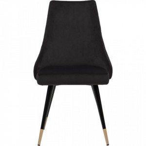 Set de 2 scaune tapitate Piccolo, catifea, negru, 52,07 x 62,48 x 88,39 cm - Img 4