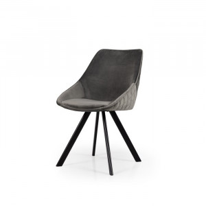 Set de 2 scaune tapitate Ritz, gri/negru, 83 x 50 x 46 cm - Img 4