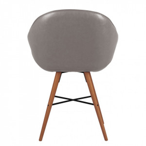 Set de 2 scaune tip fotoliu Restol I imitatie de piele/lemn masiv de fag, gri, 59 x 78.7 x 55 cm - Img 4