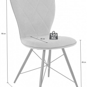 Set de 2 scaune Viola, textil, antracit, 47x62x90 cm - Img 2