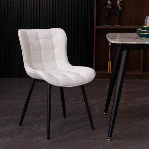 Set de 2 scaune Youtaste, metal/piele artificiala, alb/negru, 79 x 43 x 47 cm - Img 4