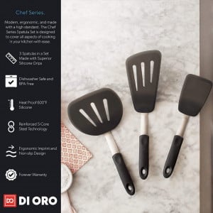 Set de 2 spatule Di Oro, otel inoxidabil/silicon, argintiu/negru - Img 6